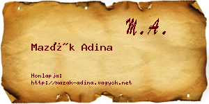 Mazák Adina névjegykártya